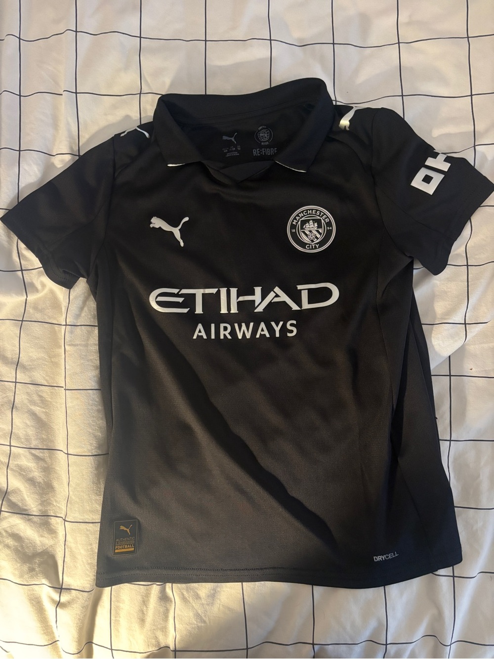 Puma Black Kids' Manchester City Short-Sleeve Jersey soccer football Youth 11-12